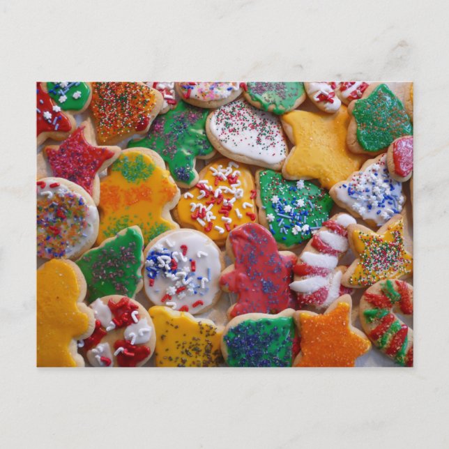 Weihnachtskekse ich farbenfrohe Weihnachtsgebäck Postkarte (Vorderseite)
