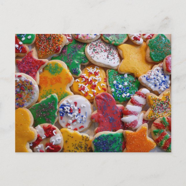 Weihnachtskekse ich farbenfrohe Weihnachtsgebäck Postkarte (Vorderseite)