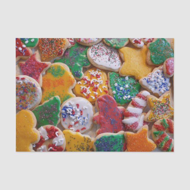 Weihnachtskekse ich farbenfrohe Weihnachtsgebäck Seidenpapier (Vorderseite)