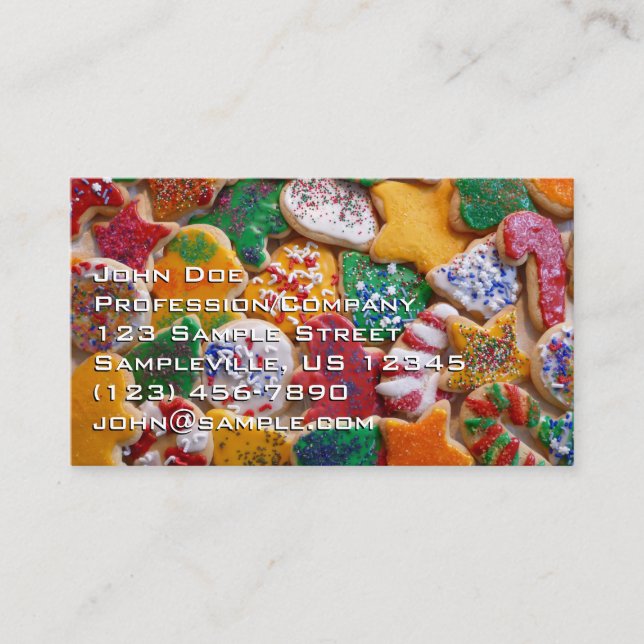Weihnachtskekse ich farbenfrohe Weihnachtsgebäck Visitenkarte (Vorderseite)