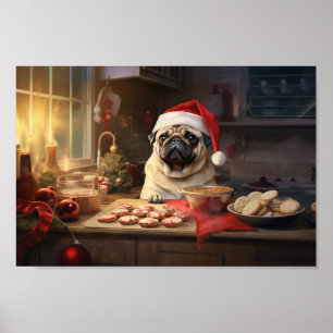 Weihnachtskekse im Mops Feiertag Poster