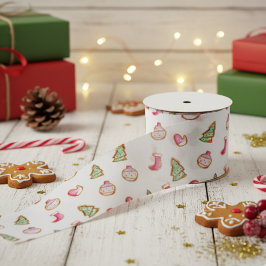 Weihnachtskekse in Aquarellen Feiertag Niedlich Satinband