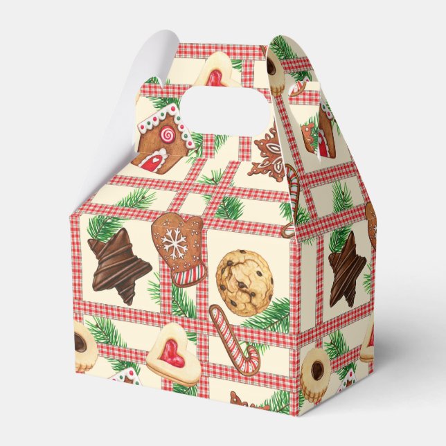 Weihnachtskekse Karierter Landstil Geschenkschachtel (Vorderseite)