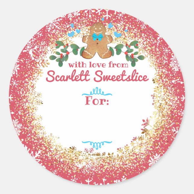 Weihnachtskekse Lebkuchen Mann Backbäckerei Runder Aufkleber (Vorderseite)