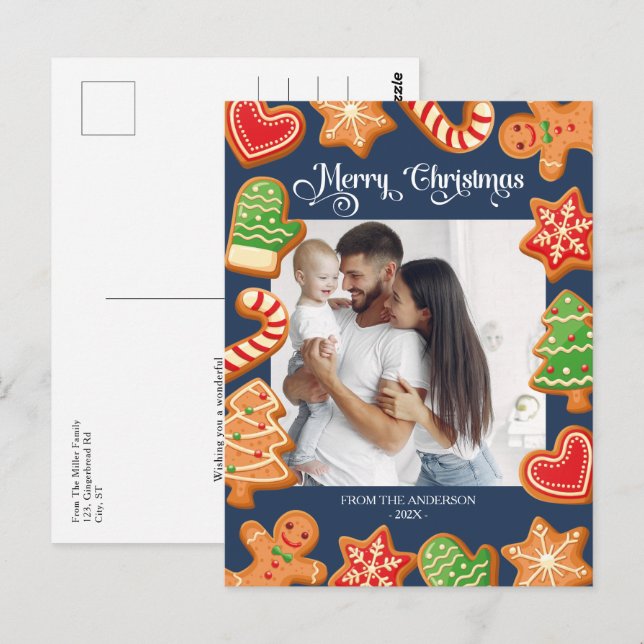Weihnachtskekse Merry ein Foto Postkarte (Vorne/Hinten)