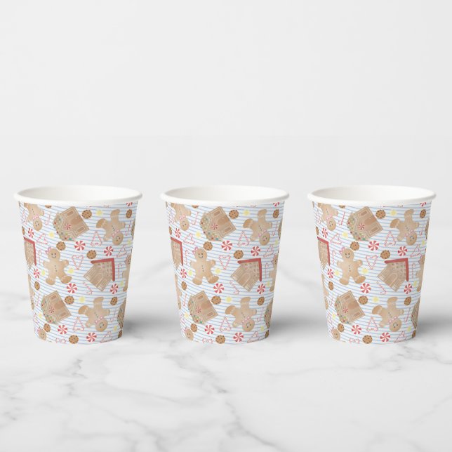 Weihnachtskekse mit Blue Stripe Paper Cups Pappbecher (Multi)