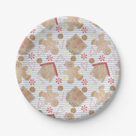Weihnachtskekse mit Blue Stripe Paper Tellern Pappteller