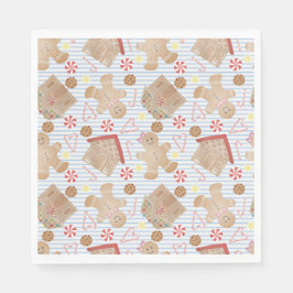 Weihnachtskekse mit Blue Stripe Paper Tellern Serviette