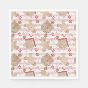 Weihnachtskekse mit rosa Streifen Papier Napkin Serviette