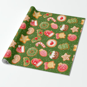 Weihnachtskekse mit Schneehintergrund Geschenkpapier