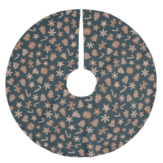 Weihnachtskekse Muster Grün Polyester Weihnachtsbaumdecke (Vorderseite)