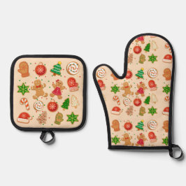 Weihnachtskekse Ofenhandschuh & Topflappen-Set