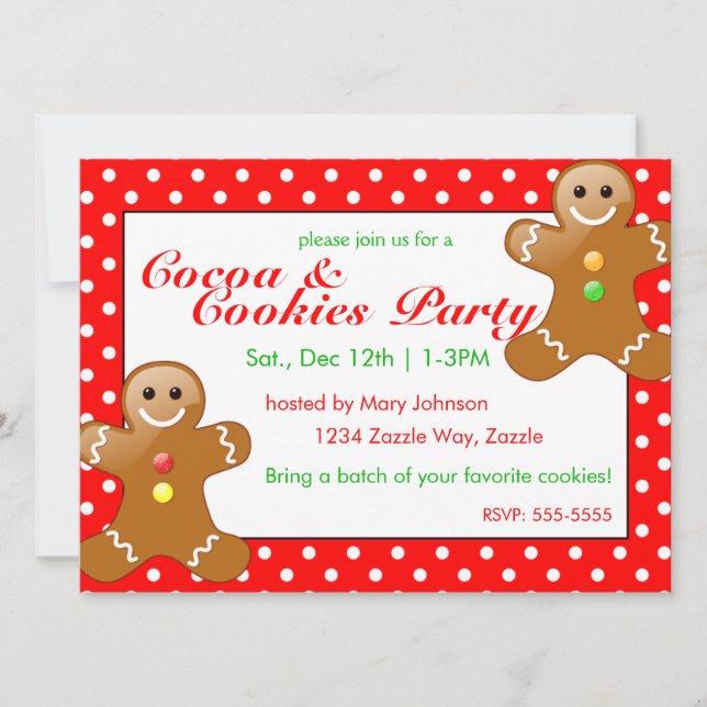Weihnachtskekse Party Gingerbread Polka Dots Einladung (Vorderseite)