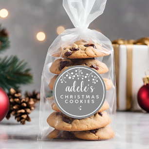 Weihnachtskekse Personalisiert Grau Runder Aufkleber