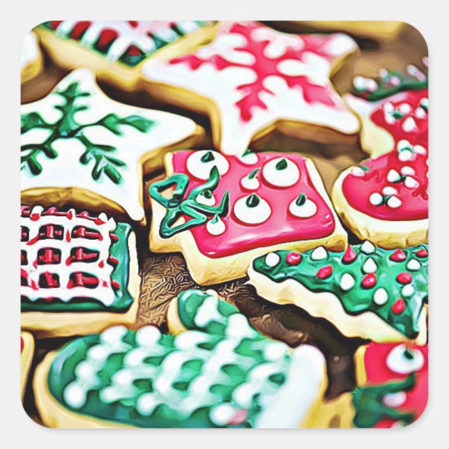 Weihnachtskekse Quadratischer Aufkleber (Vorderseite)