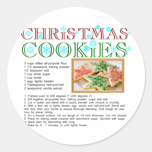Weihnachtskekse Rezept Runder Aufkleber (Vorderseite)