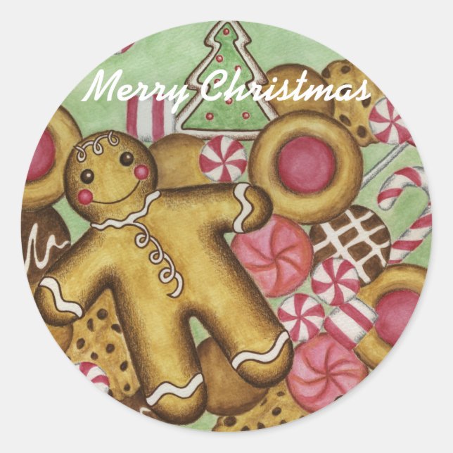 Weihnachtskekse Runder Aufkleber (Vorderseite)