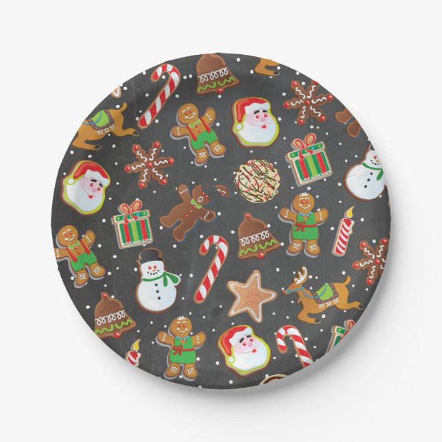 Weihnachtskekse Schneeplatte Pappteller (Vorderseite)