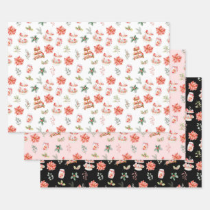 Weihnachtskekse und Blattrot Geschenkpapier Set