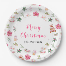 Weihnachtskekse und Foliage Pink Pappteller