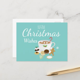 Weihnachtskekse und heißer Schokoladenurlaub Postkarte