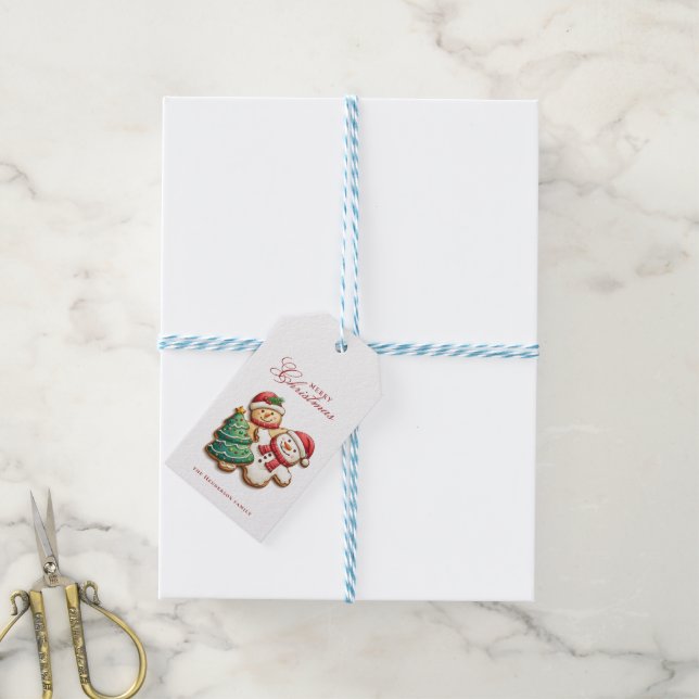 Weihnachtskekse und Individuelle Name Weiß Geschenkanhänger (Mit Garn)