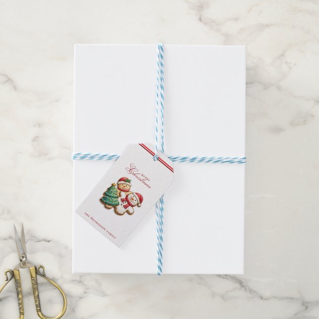 Weihnachtskekse und Individuelle Name Weiß Geschenkanhänger (Mit Garn)
