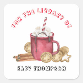 Weihnachtskekse und Kakao für die BIBLIOTHEK Quadratischer Aufkleber