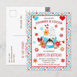 Weihnachtskekse und Kakao Geburtstag Blau Postkarte