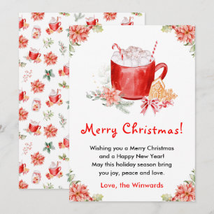 Weihnachtskekse und Kakao Rotes Frohes Weihnachten