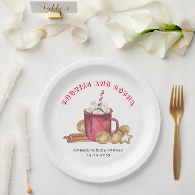 Weihnachtskekse und Kakaodusche Pappteller (Hochzeit)