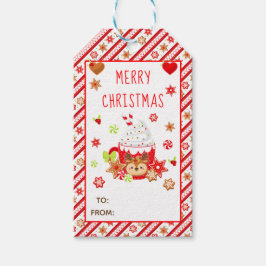 Weihnachtskekse und Kakaorot Geschenkanhänger