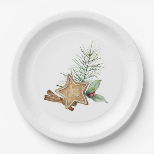 Weihnachtskekse Zimt Tanne Stechpalme Pappteller