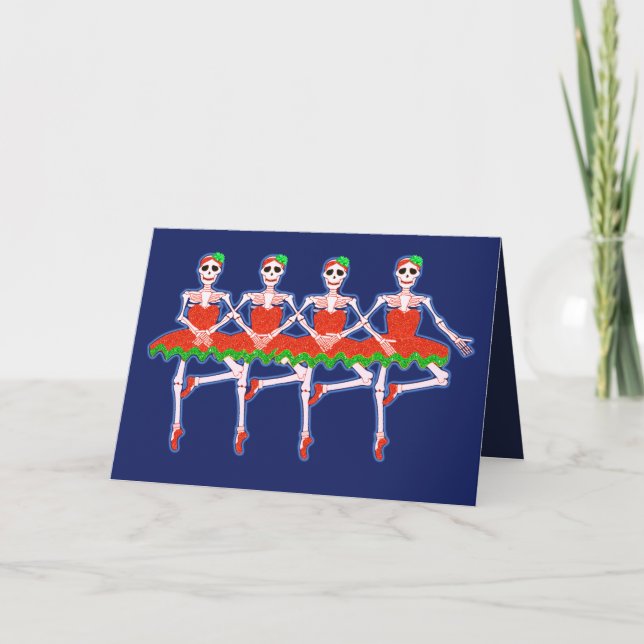 Weihnachtskelett Tanzkarte Feiertagskarte (Vorderseite)