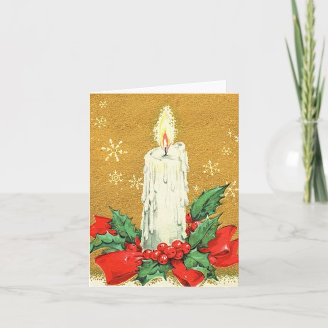 Weihnachtskerze auf Gold Card Karte (Vorderseite)