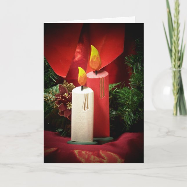 Weihnachtskerze Feiertagskarte (Vorderseite)