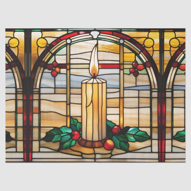 Weihnachtskerze Imitate Festglas für Decoupage Seidenpapier (Vorderseite)