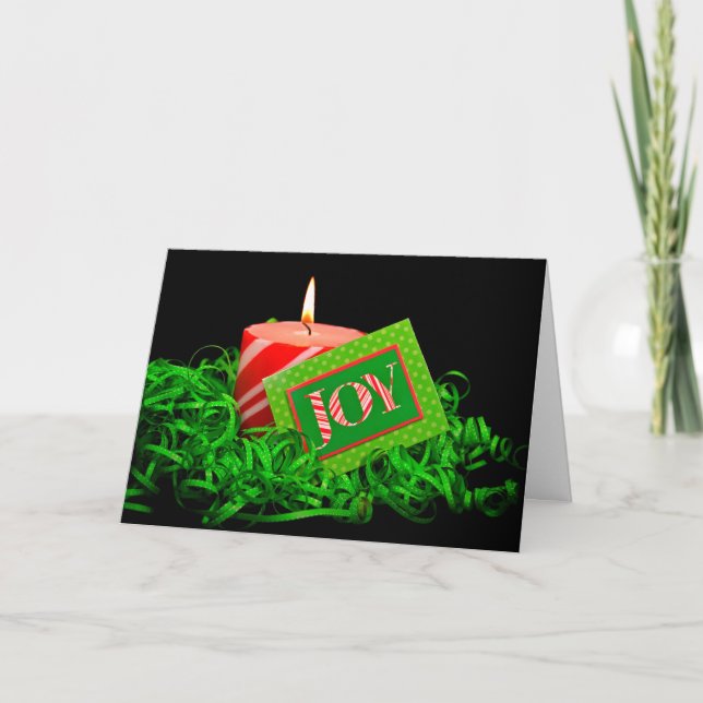 Weihnachtskerze mit Freudenkarte Feiertagskarte (Vorderseite)