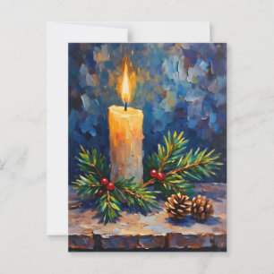 Weihnachtskerze mit Kiefer Postkarte