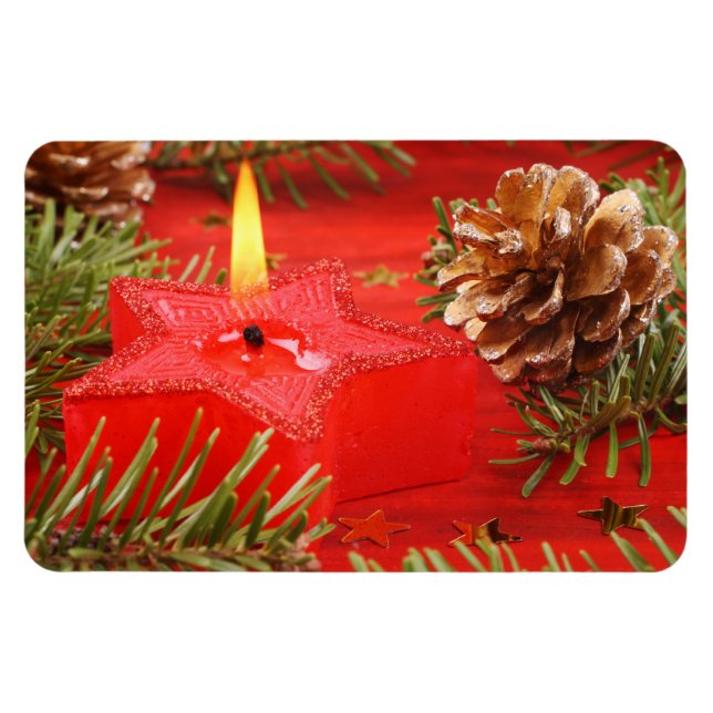 Weihnachtskerze Premium Magnet (Horizontal)