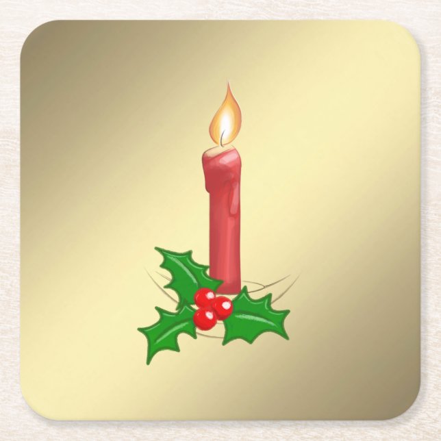 Weihnachtskerze Rechteckiger Pappuntersetzer (Vorderseite)