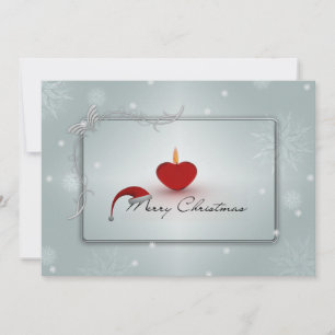 Weihnachtskerze & Schneeflocken doppelseitig Einladung