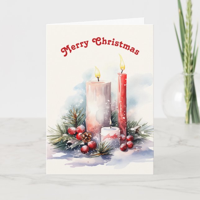 Weihnachtskerzen Feiertagskarte (Vorderseite)
