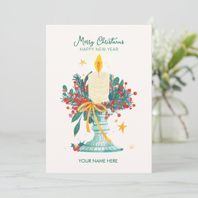 Weihnachtskerzen Feiertagskarte (Stehend Vorderseite)