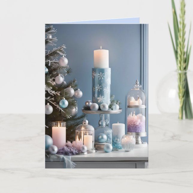 Weihnachtskerzen Grußkarte Feiertagskarte (Vorderseite)