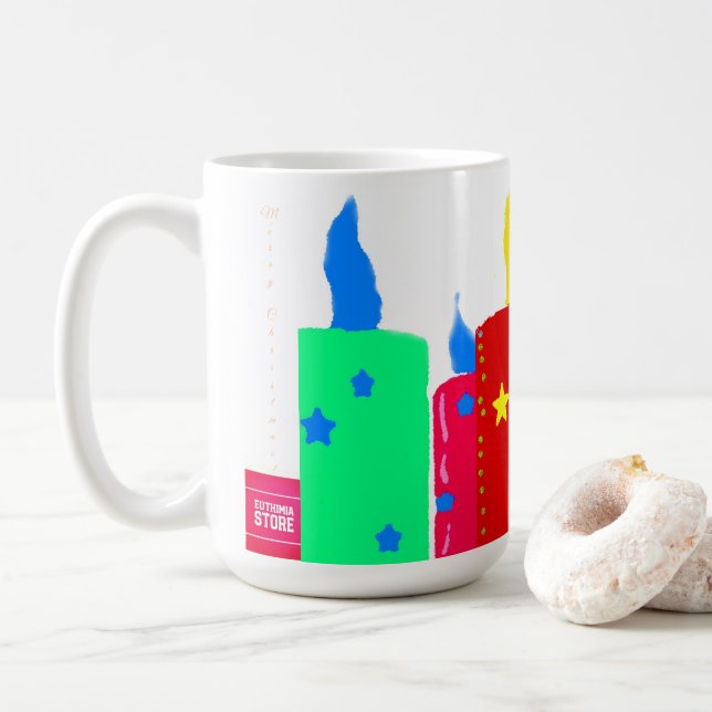Weihnachtskerzen Kaffeetasse (Mit Donut)