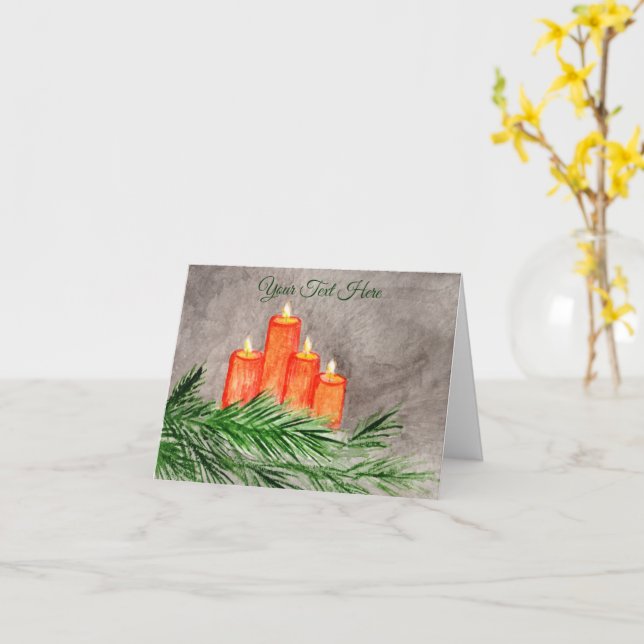 Weihnachtskerzen Karte (Gelbe Blume)