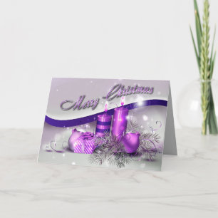 Weihnachtskerzen Lila Sparkle Feiertagskarte