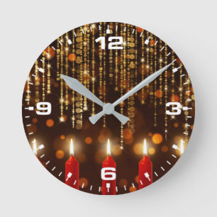 Weihnachtskerzen mit Bokeh-Höhepunkten-25983 Runde Wanduhr