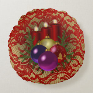 Weihnachtskerzen & Ornamente Blumenstrauß Imitate Rundes Kissen